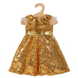 Heless 2330 Doll's Clothes in Goldstar Design, Dress with Golden Sequins and Belt for Dolls and Cuddly Toys Size 35-45 cm