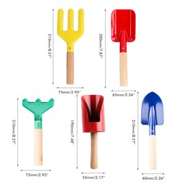 MasYosh Garden Tools for Kids, 5 Piece Garden Set with Durable Wooden Handle, Safe Gardening Tools for Children 3 to 13 Years