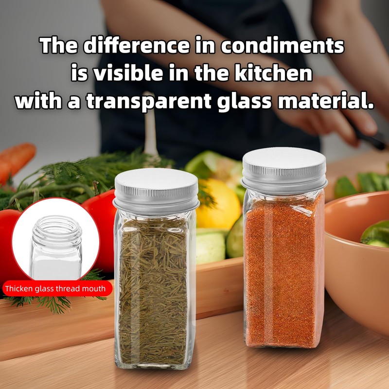 2Pcs 4oz Glass Spice Jars with Shaker Lids, Spice Jars