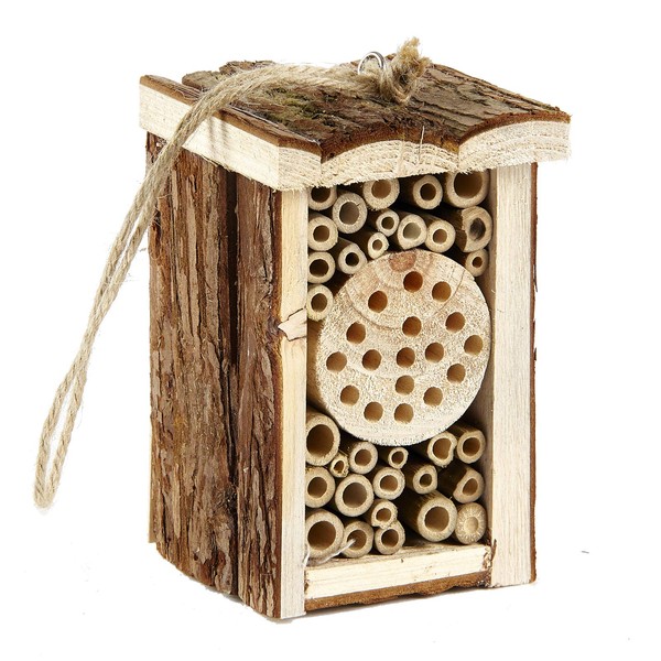 Pet Ting Small Wooden Insect Hotel Eco Friendly House Natural for Bee Butterfly 16.5cm