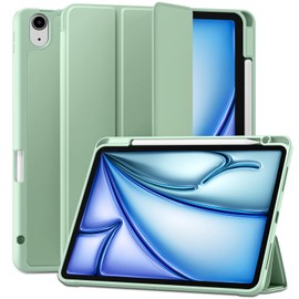 Maledan Maledan Case for iPad Air 11 Inch 2024 M2/ 2025 M3, iPad Air 5th 4th Generation Cover(10.9 Inch 2022/2020) with Pencil Holder, Flexible TPU Back Support Pencil Charging, Auto Sleep/Wake, Grass