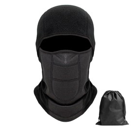 VEGCOO Winter Balaclava for Men, Winter Thermal Fleece Neck Warmer Headcover, Windproof Ski Mask Warm Face Cover, Breathable Balaclava Helmet Liner for Skiing Moto Cycling Black