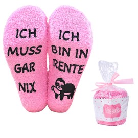 Bzzerumy Cuddly Socks Gift Set for Women, Funny Pensioner Socks, Retirement Gift, Gift Idea for Retirement, Soft Socks for Pension and Retirement, pink