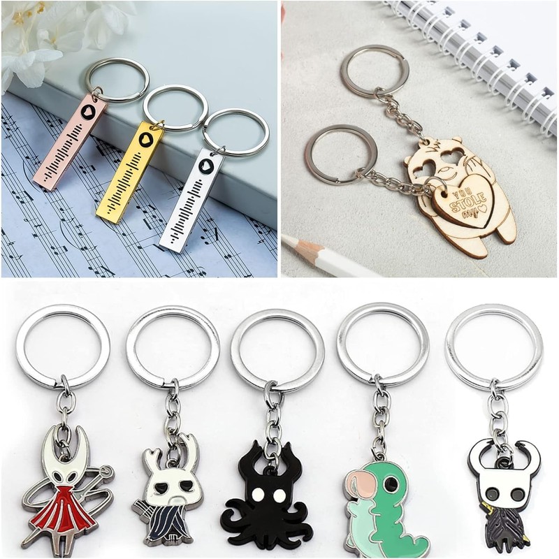 [caak] Stainless Steel Flat Key Ring Holder Double Ring Lightweight