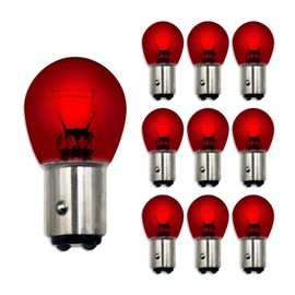 Lanuovx 1157 Red Bulbs 10 Pack,S25 Red Tail Light Bulb 12V 21W/5W Miniature Tail Light Turn Signal Brake Light Bulb,P21W 2357 7528 2057 1016 Automotive Light Bulbs