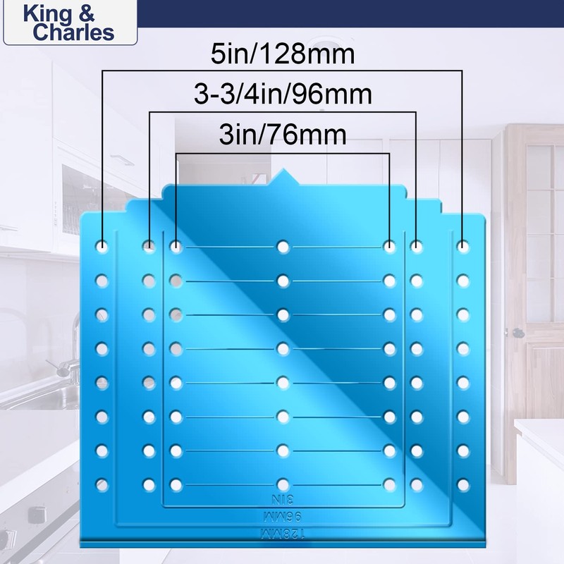 King&Charles Cabinet Hardware Template with Center Punch, Cabinet Handle Template