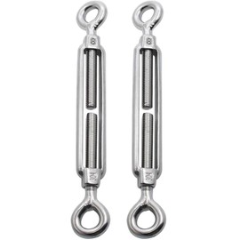 304 Stainless Steel Hook & Hook Turnbuckle Wire Rope Tension Turnbuckle Adjustable, M10 Thread Diameter, Heavy Duty Hook to Hook Turnbuckle, Adjustable Wire Rope Tensioner - (2PCS)