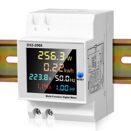 Electricity Meter, DIN Rail, LCD Digital Energy Meter, AC40-300 V, 100 A, Multifunction Current Meter, 6-in-1 AC Meter, Wattmeter, KWh, Meter, Ammeter, Voltmeter, DIN