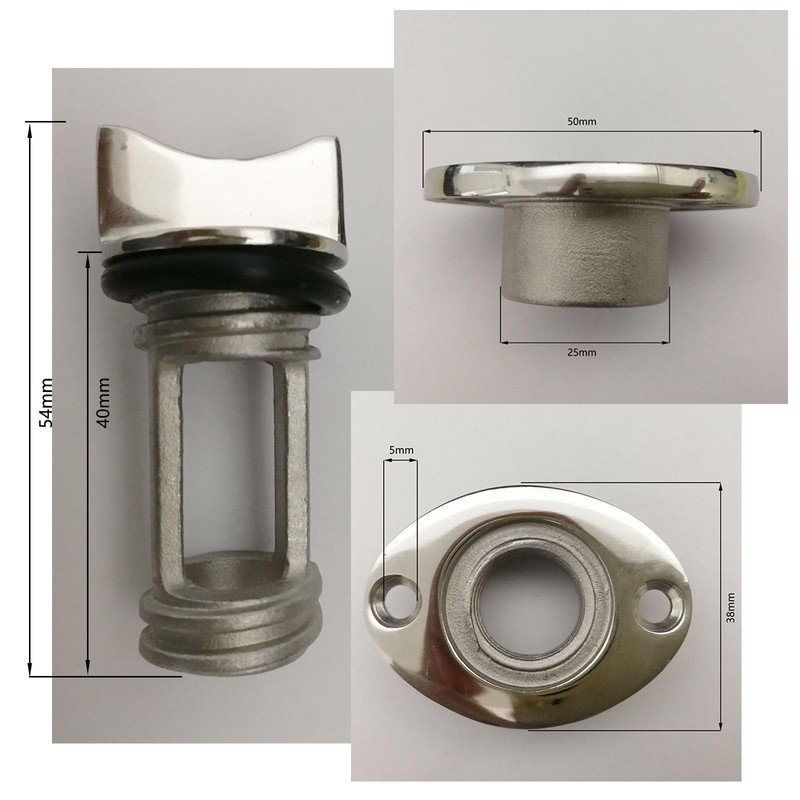 316 Stainless Steel Boat Drain Plug High Polished Garboard Bilge