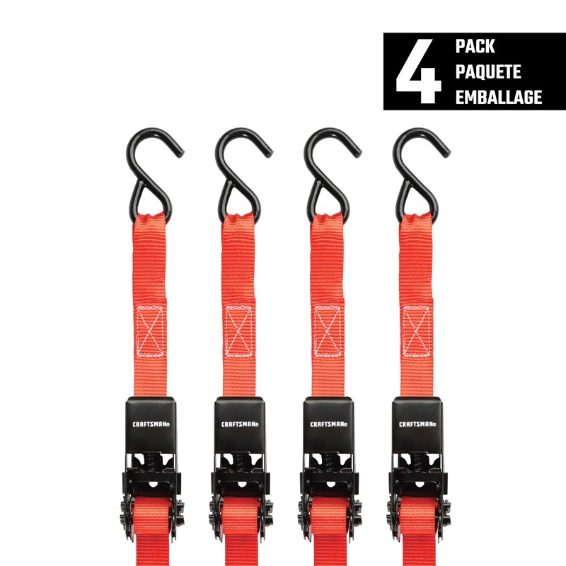 CRAFTSMAN CMXAZBS9004 Black/Red 1" x 10' Ratchet Tie Down Straps