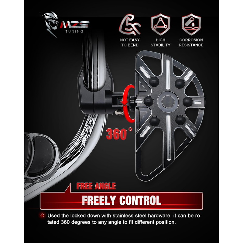MZS Motorcycle Highway Pegs, 1.25" Short Adjustable Highway Foot Peg
