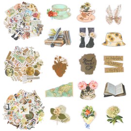Pack of 150 Vintage Stickers, Scrapbook Aesthetic Stickers, Scrapbooking Accessories for DIY Journaling, Waterproof Vinyl Stickers, Aesthetic for Water Bottles, Scrapbooking, Laptops