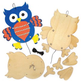 Baker Ross AX159 Wooden Doll Sets for Kids Owl Wooden Craft Painting Kits for Kids Arts and Crafts Projects 4 Pieces
