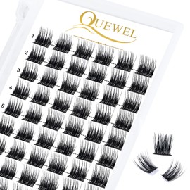 QUEWEL Cluster Lashes 72 Pcs Wide Stem Individual Lashes C/D Curl 8-16mm Length DIY Eyelash Extension False Eyelashes Soft for Personal Makeup Use at Home (Lovely02-D-14)