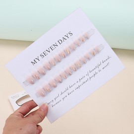 Coffin Press on Nails Glitter Aurora Fake Nails Medium Coffin False Nails with Glitter Designs Acrylic Nails Spring Glue on Nails Glossy Medium Artificial Nails Stick on Nails for Women 24 PCS