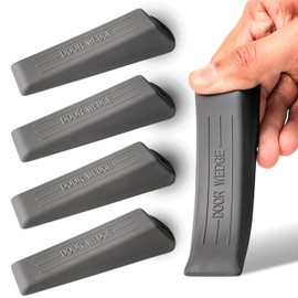 UNS Door Stoppers for Bottom of Door | 5 Pack Heavy Duty Decorative Rubber Door Stop Wedge for Carpet, Tile, Wood, Cement | Floor Sturdy Stackable Door Stopper for Office, Home & Commercial (Grey)