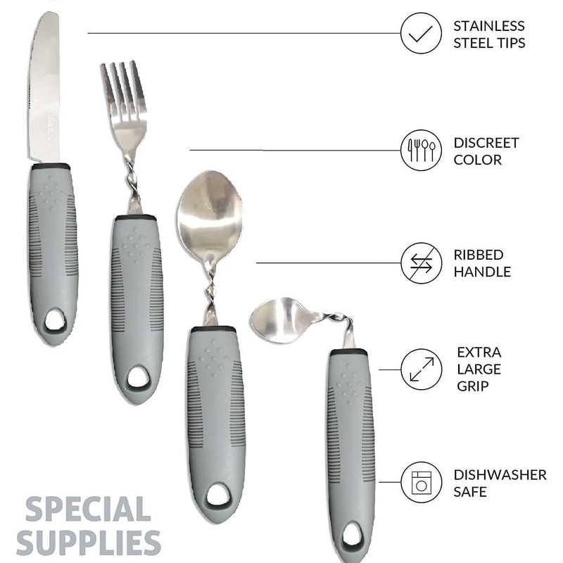 Bendable Extra Wide Handles Easy Grip Cutlery Set of 5