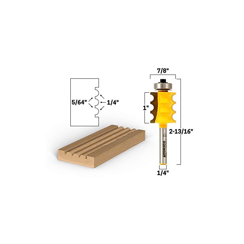 YONICO Furniture Molding and Trim Router Bits 1/8-Inch Radius Triple