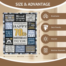 Yasrlvun 70th Birthday Gifts for Men, 1955 Birthday Gifts 70th Birthday Blanket 50"x 60" Presents for 70th Birthday 70th Birthday Gifts for Him