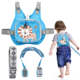 YTACREA Children's Safety Lead, 4-in-1 Children's Leash Backpack, Children's Safety Leash Backpack with Anti-Lost Belt, Wrist Link, Children's Lead Harness, Toddler Backpack 1 2 3 4 5 Years