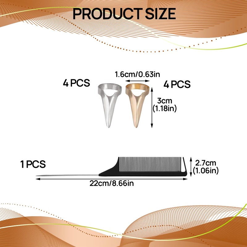 9PCS Hair Parting Ring Simple and Convenient Stitch Braid Finger