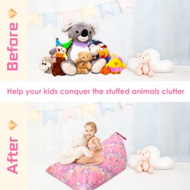 decalsweet Storage Bean Bag Children Foldable Extra Large Toy Stuffed Toy Storage for Girls Boys Bean Bag Chair Cover for Storage Children's Room Colour Gradient Unicorn (Bag Only)