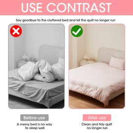 Yenblow 20 Pack Soft Fabric Duvet Clips & Corner Holders for Comforter Inside Cover, Universal Needle-Free Premium Fastening System for Bedding Quilts & Sheets, Grey & Pink Interior Fixation Set