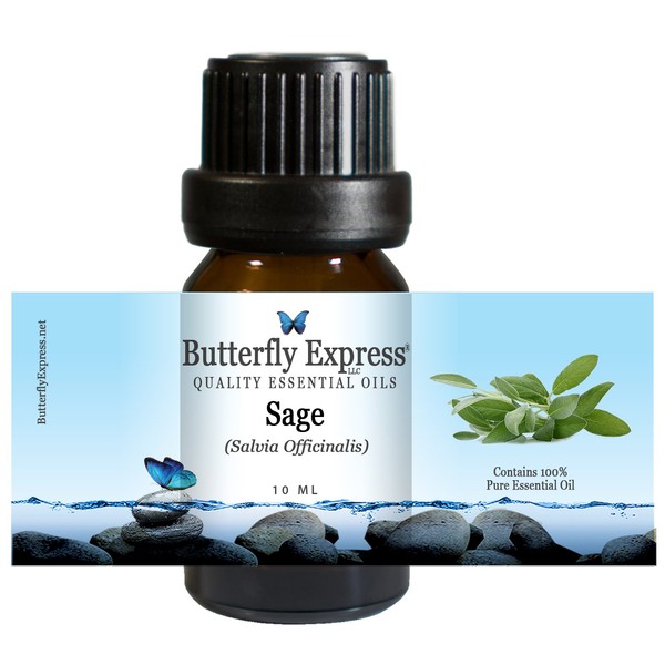 Sage Essential Oil 10ml - 100% Pure by Butterfly Express