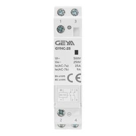 GEYA Automatic Modular Contactor Household Circuit Control Din Rail Mount 2Pole 25A 2NO DC12V