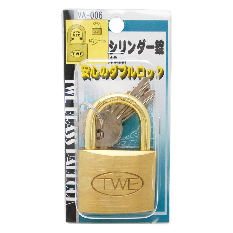 Wake Sangyo TWE VA-006 Cylinder Lock, Padlock, 1.6 inches (40