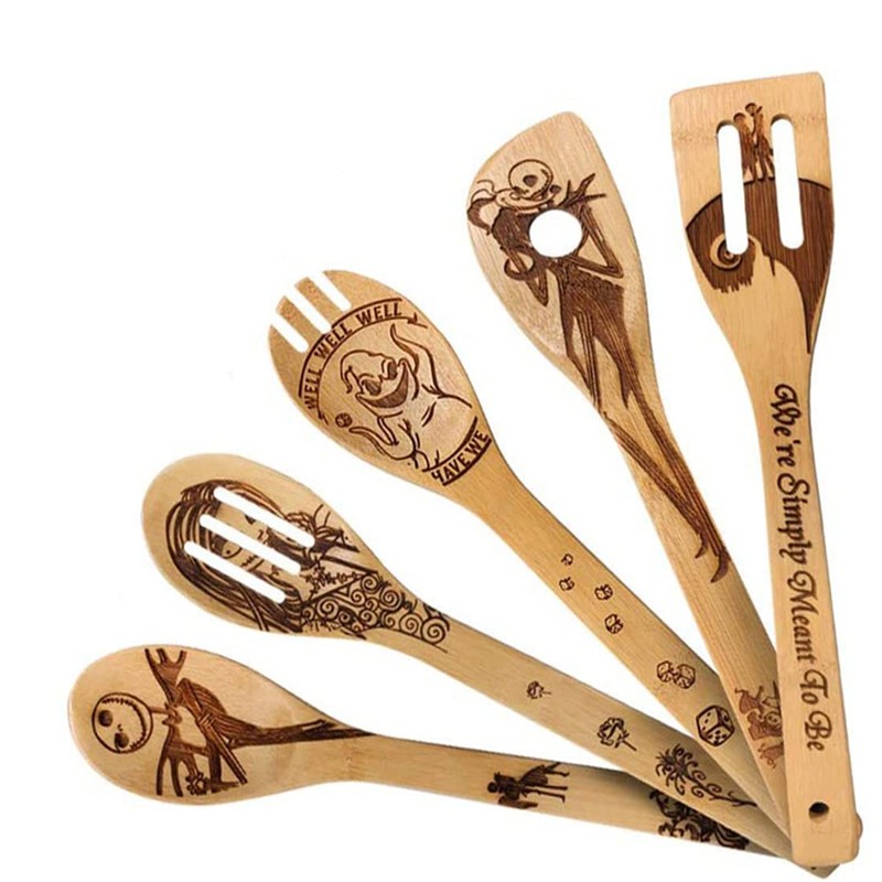 Nightmare Before Christmas Wooden Spoons Set Bamboo Cooking Utensils Set