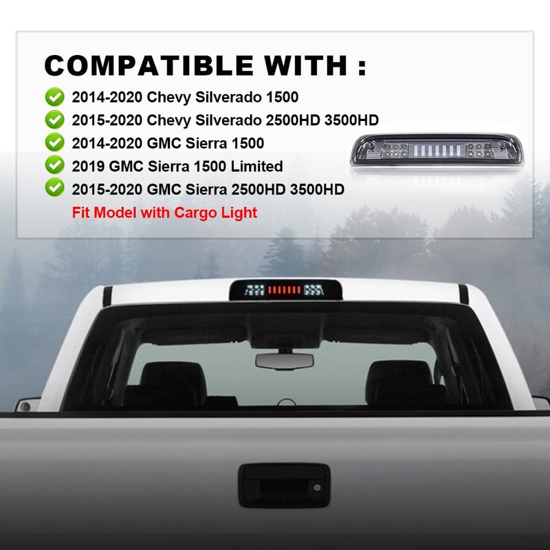 PIT66 3rd Brake Light, Compatible with 2014-2018 Chevy Silverado I