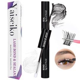 Cluster Lash Glue Lash Bond and Seal Waterproof Lash Cluster Glue for False Eyelash Extensions Long Lasting 2 in 1 Eyelash Bond and Seal for DIY Lash Extensions (5ML+5ML)