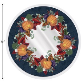 Beistle13 Round Plastic Autumn Fall Placemats for Dining Room, Harvest Theme Thanksgiving Dinnerware Party Decorations Supplies, Made in USA Since 1900, Navy/Purple/Red/Orange/Green, 4 Piece