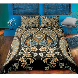 CoutureBridal Boho Floral Duvet Cover King Size 3 Pieces Soft Microfiber Southwestern Bohemian Paisley Duvet Cover with Zipper Corner Ties for Women Men