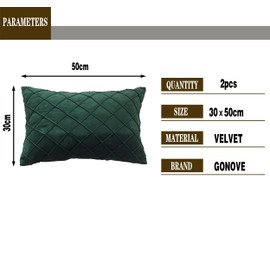 GONOVE Velvet Cushion Covers 30X50cm Soft Decorative Dark Green Throw Pillow Cases Pack of 2 Square Pillow Covers Pillowcases with Invisible Zipper for Home Couch Sofa Bed
