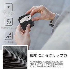 YXHH Airpods 4 Compatible Case, Aramid Fiber, Premium Carbon Style, Ultra Thin, Ultra Lightweight, Shockproof, Minimalist, Simple Design, Wireless Charging Compatible, Cover (Black/Gray Twill Pattern)