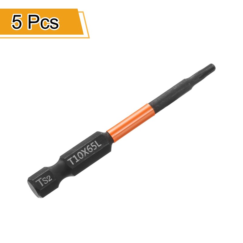 sourcing map 5pcs T10 Torx Head Screwdriver Bit 2.56" (65mm)
