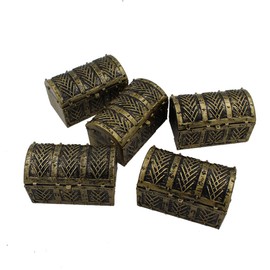 Tongdejing 10Pcs Mini Pirate Treasure Chests, Vintage Pirate Jewelry Storage Box Games Toy Set Treasure Chest Candy Box for Children Play Favor Party Supplies Decor