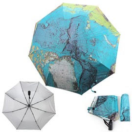 Weltkarte Regenschirm Automatische Regenschirm Faltbar Sonnenschutz Regenschirm Winddichte Taschenschirm/Dreimal faltbarer /Wasser wechselnde Farbe /Schwarzer Gummi Zebra Regenschirm (Zebra) (world)