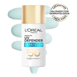 L'Oréal Paris UV Defender Aquafusion Protector Solar Diario FPS50+, Protector Solar Aqua-Gel, Previene Manchas Solares y Arrugas, Absorción Rápida en 3 Segundos, 50ml