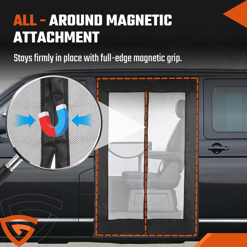 GEARCELL Magnetic Mosquito Net fit For VW T5 T6 Only,