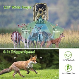 Folgtek 4K Hunting Camera Wildlife Cam 32MP Image & 2160P H.264 Video with Night Vision Motion Activated Password Protected & 120° Wide Angle for Detection Backyard Farm Wild Animals