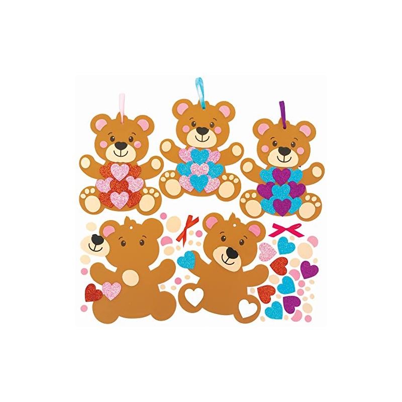Baker Ross Love Bear Heart Decoration Kits-Pack of 5, Valentines
