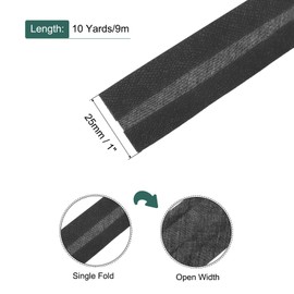 sourcing map 1 Inch Single Fold Bias Tape Polyester Continuous Bulk Bias Tape for Sewing,Seaming Quilting Hemming Binding Crafts (Black 10 Yards)