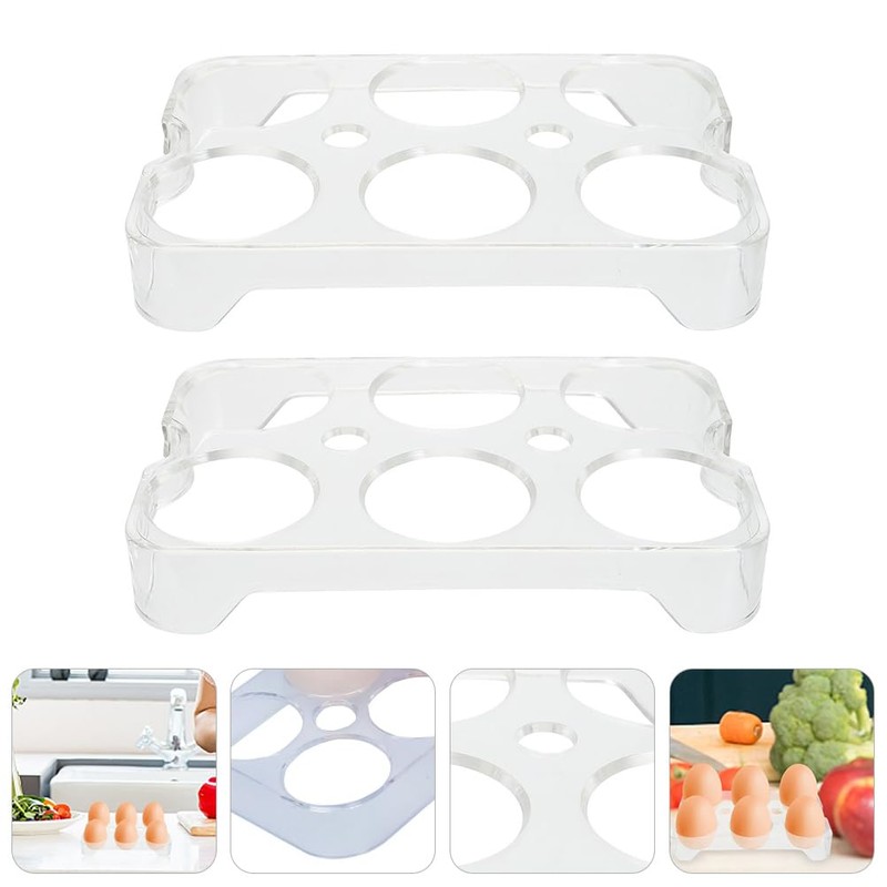 Operitacx Pack of 2 Egg Containers for Refrigerator, 6 Grid