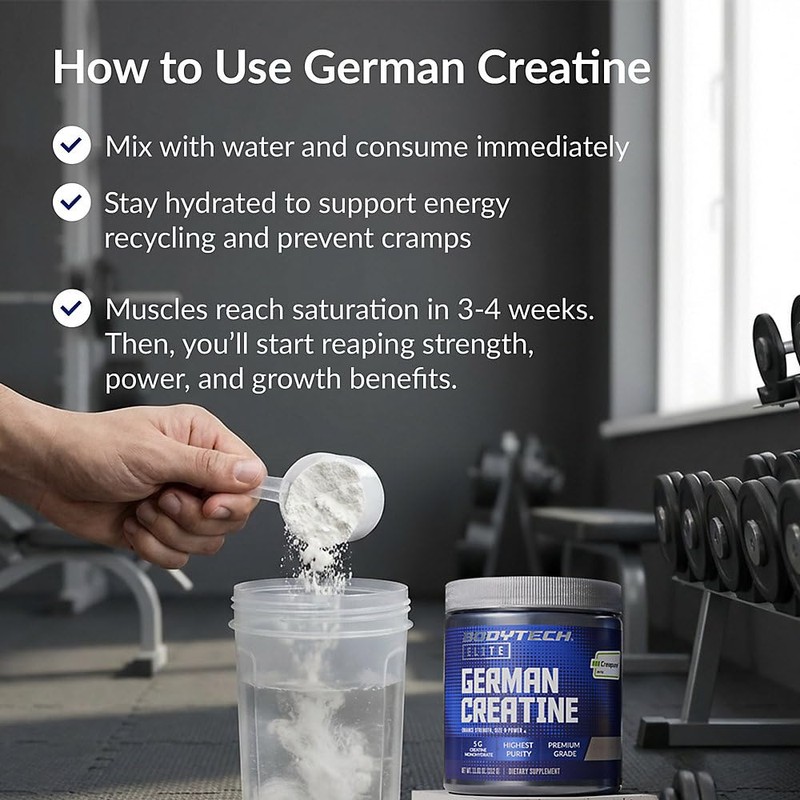BodyTech Elite German Creatine with Creapure®, Creatine Monohydrate Powder for