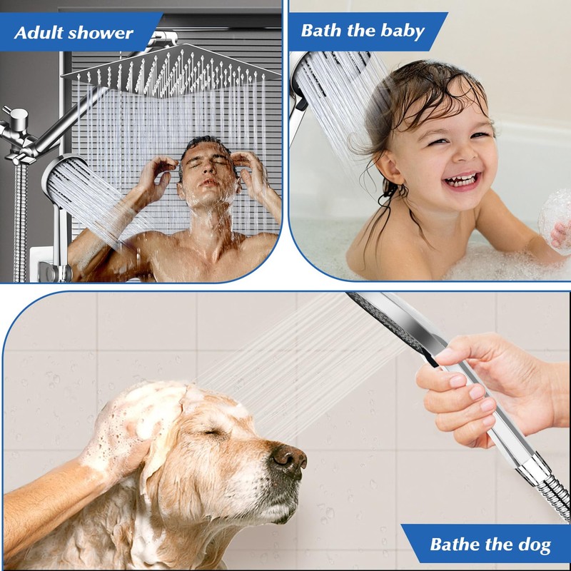 Shower Head,8”Rain Shower Head with Handheld Spray Combo with 11''