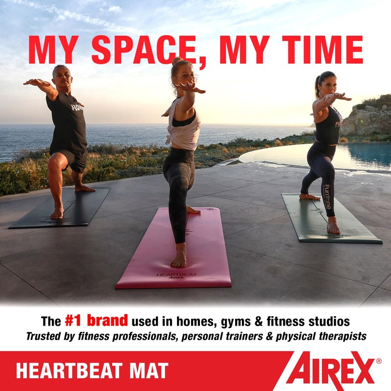 AIREX Exercise Mat, Heartbeat, 72"" x 24"" x 0.16"", Olive