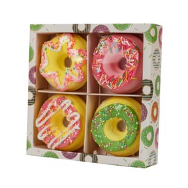 BIUDECO 4pcs Doughnut Shape Spa Balls for Relaxation Sea Salt Bath Balls with Moisturizing Hydrating Properties Skin Care and Aromatherapy